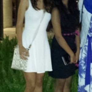 White fit and flare sleeveless dress